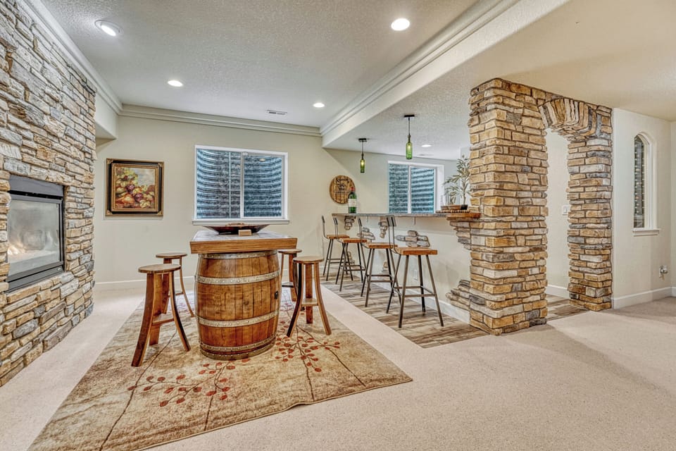Downstairs Bar with Fireplace