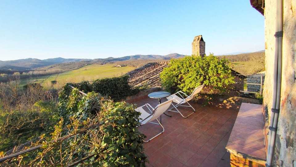 Panoramic terrace overlooking the valley with a spectacular view of the sunset