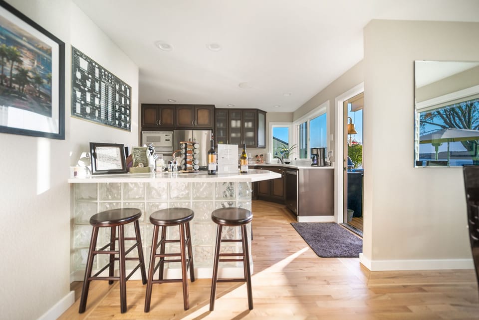 The glass block is lit from underneath. 