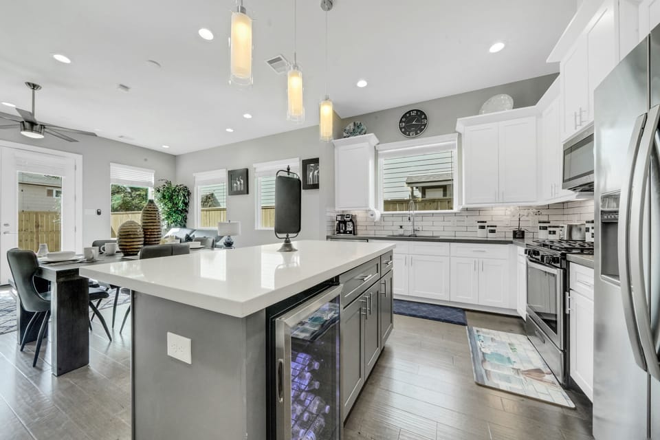 Kitchen island with stocked cooler