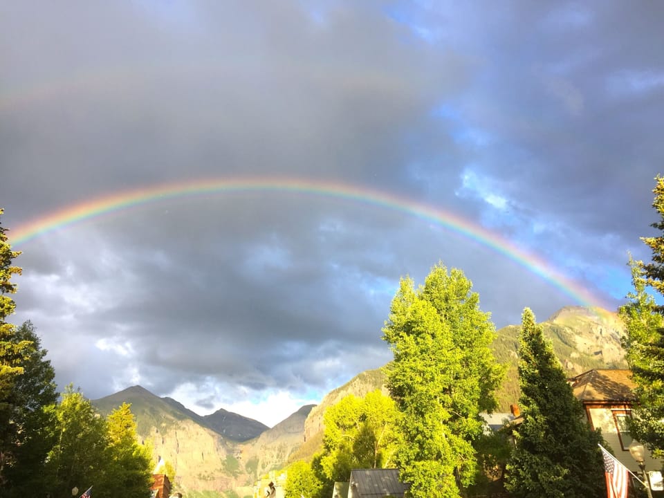 rainbow over Ajax Mountain in Telluride