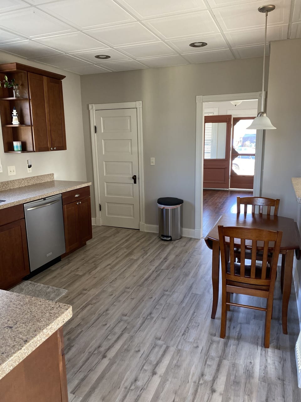 this door leads to basement bathroom with shower and laundry