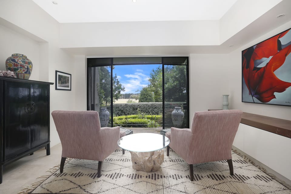 Sitting / reading area with farm land view