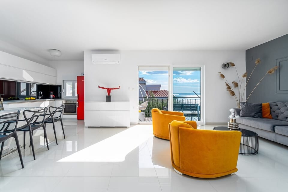 The first floor offers a stylish and comfortable living area