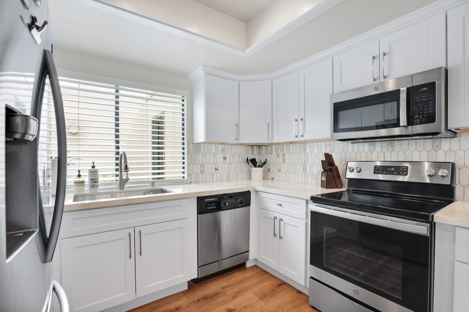 Bright, open, and spacious kitchen.