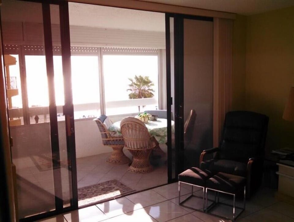 View of balcony from the living room.