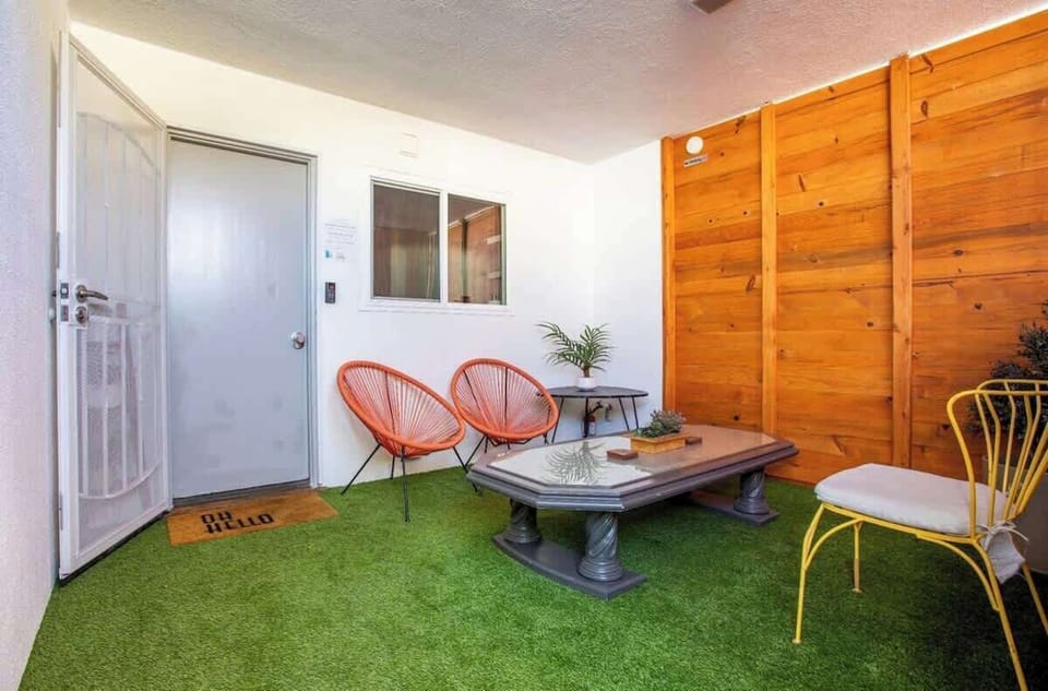 Welcome to our home, we hope you enjoy your stay in LA. You'll enter through your private patio area, which also doubles as an outdoor living room.
