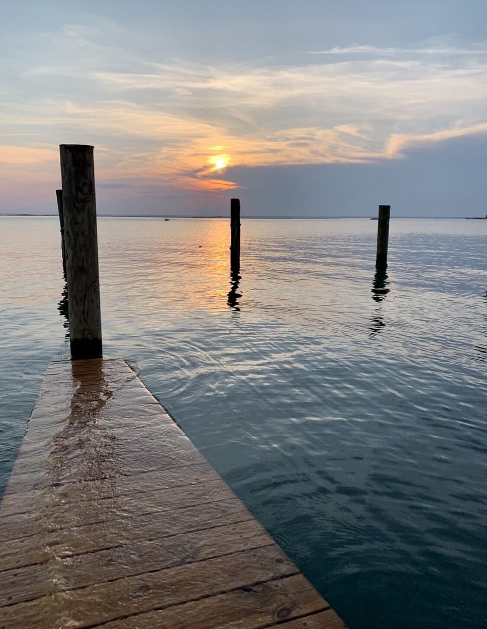 High tide on the dock, the water covers your feet!