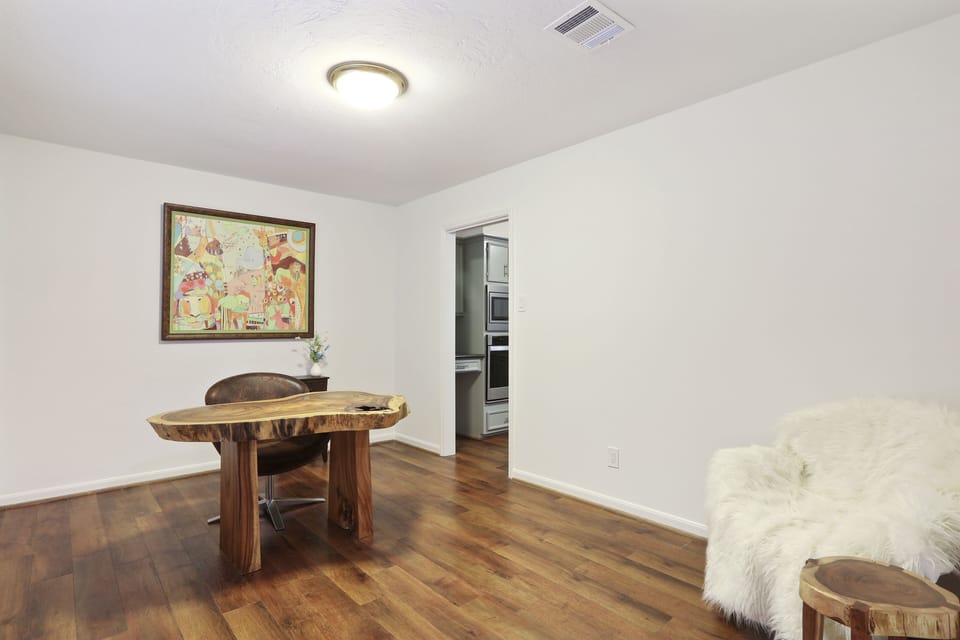 The formal dining room was converted to a home office!
