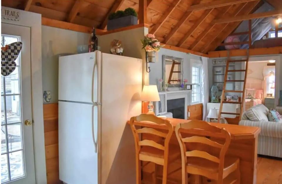 Full size refrigerator and breakfast bar 