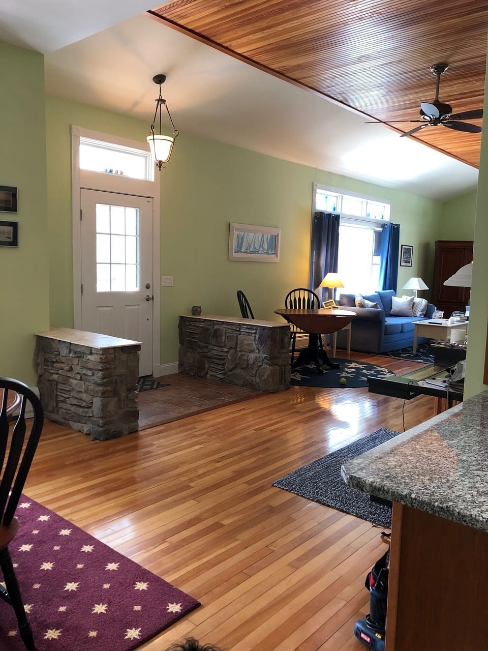 Game table and a desk area for remote working.