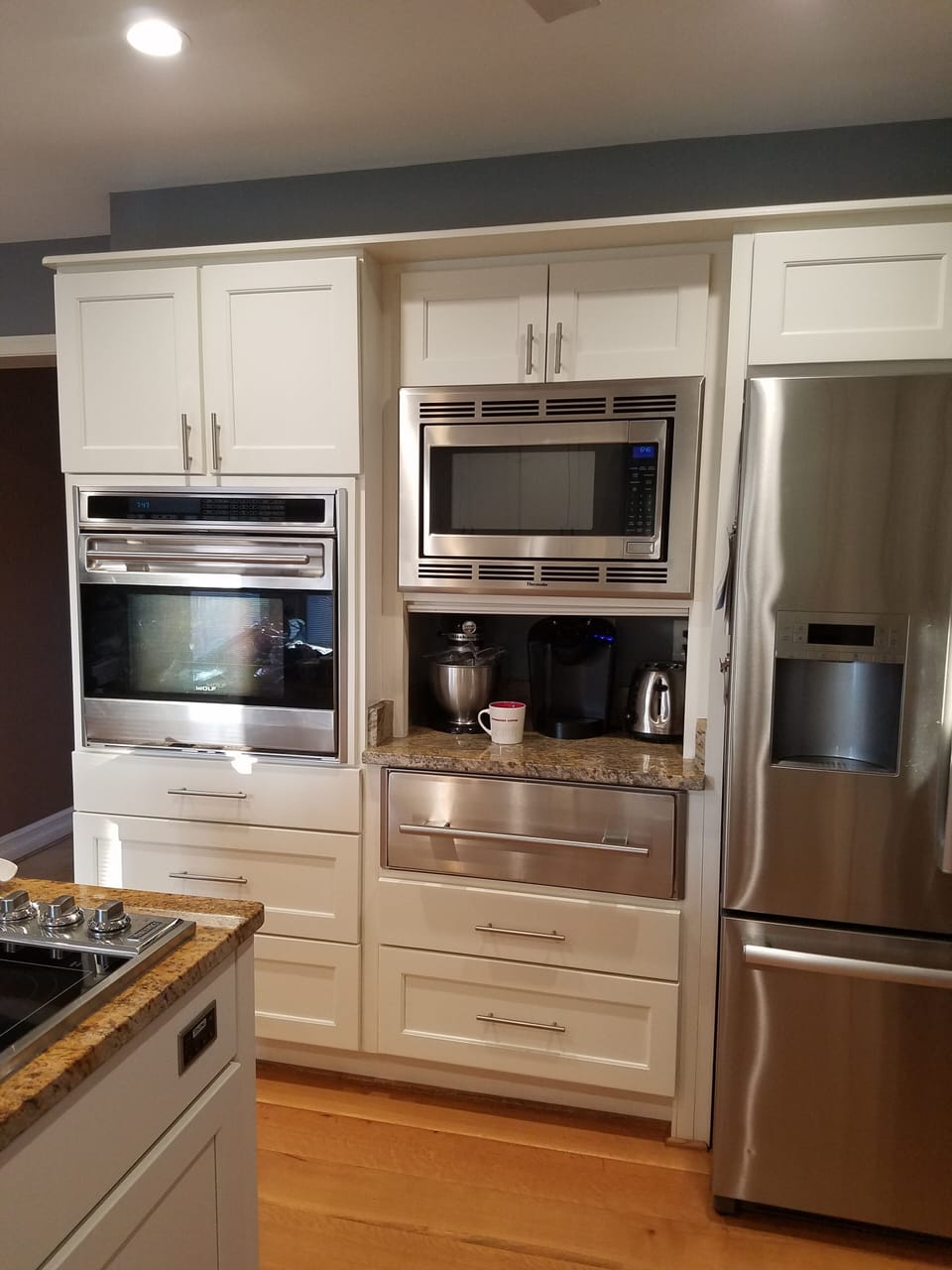  Wolf range,  Thermador micro, Bosch fridge,  Viking  induction cook top 
