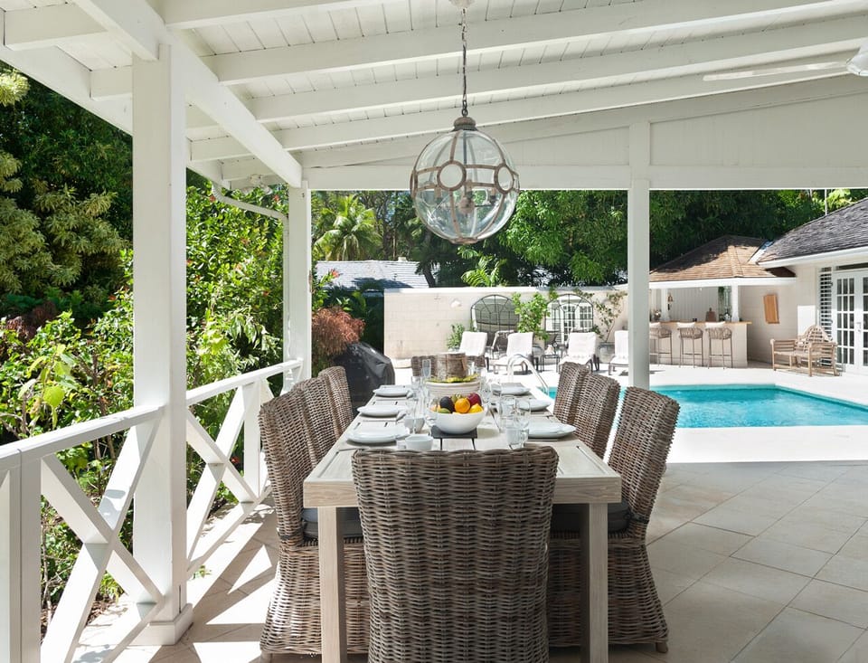 Undercover terrace overlooking pool