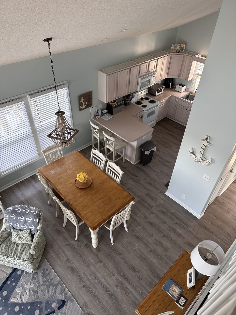 View of dining area from second floor.