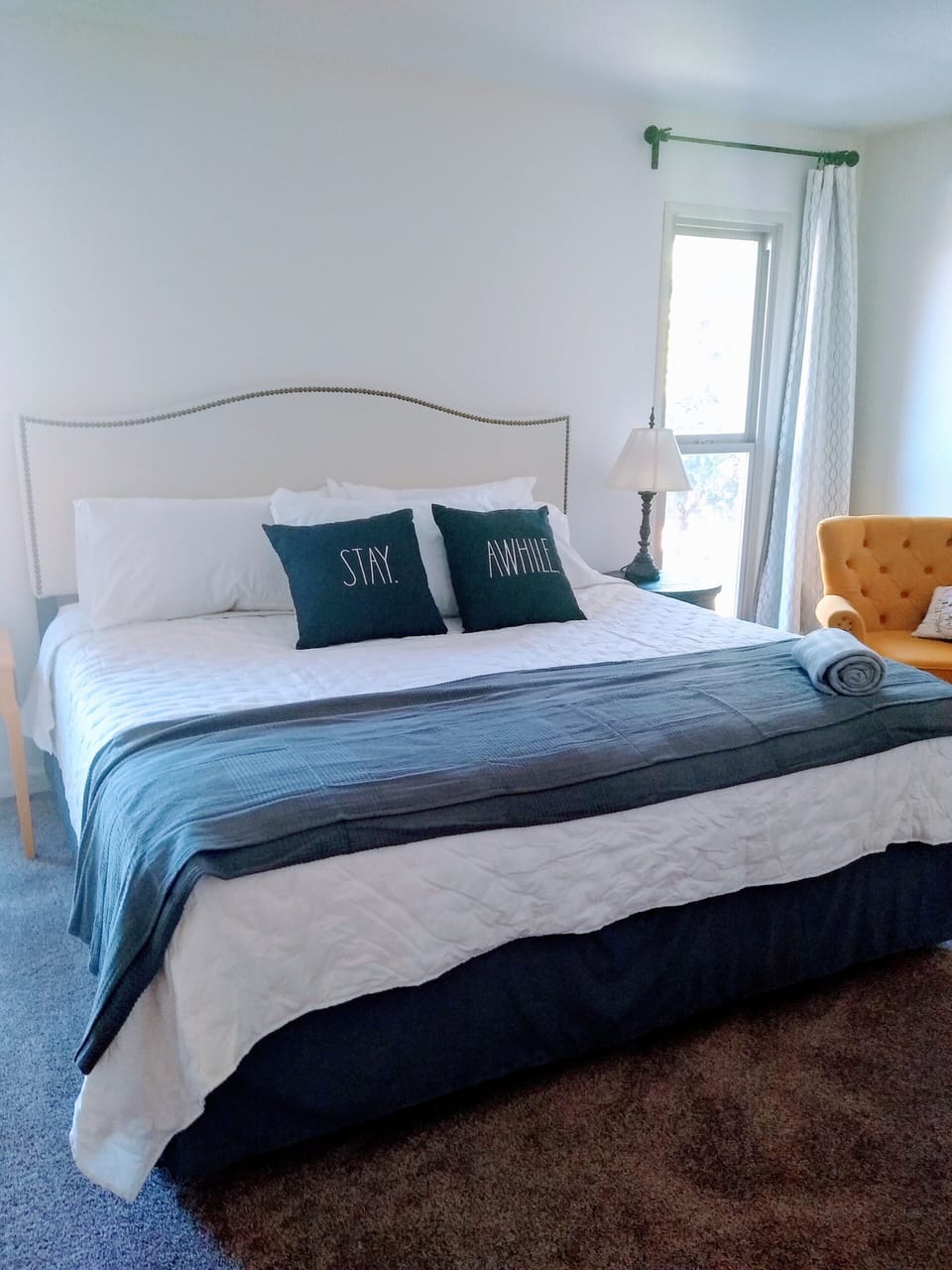 Comfy bed with soft cotton bedding
