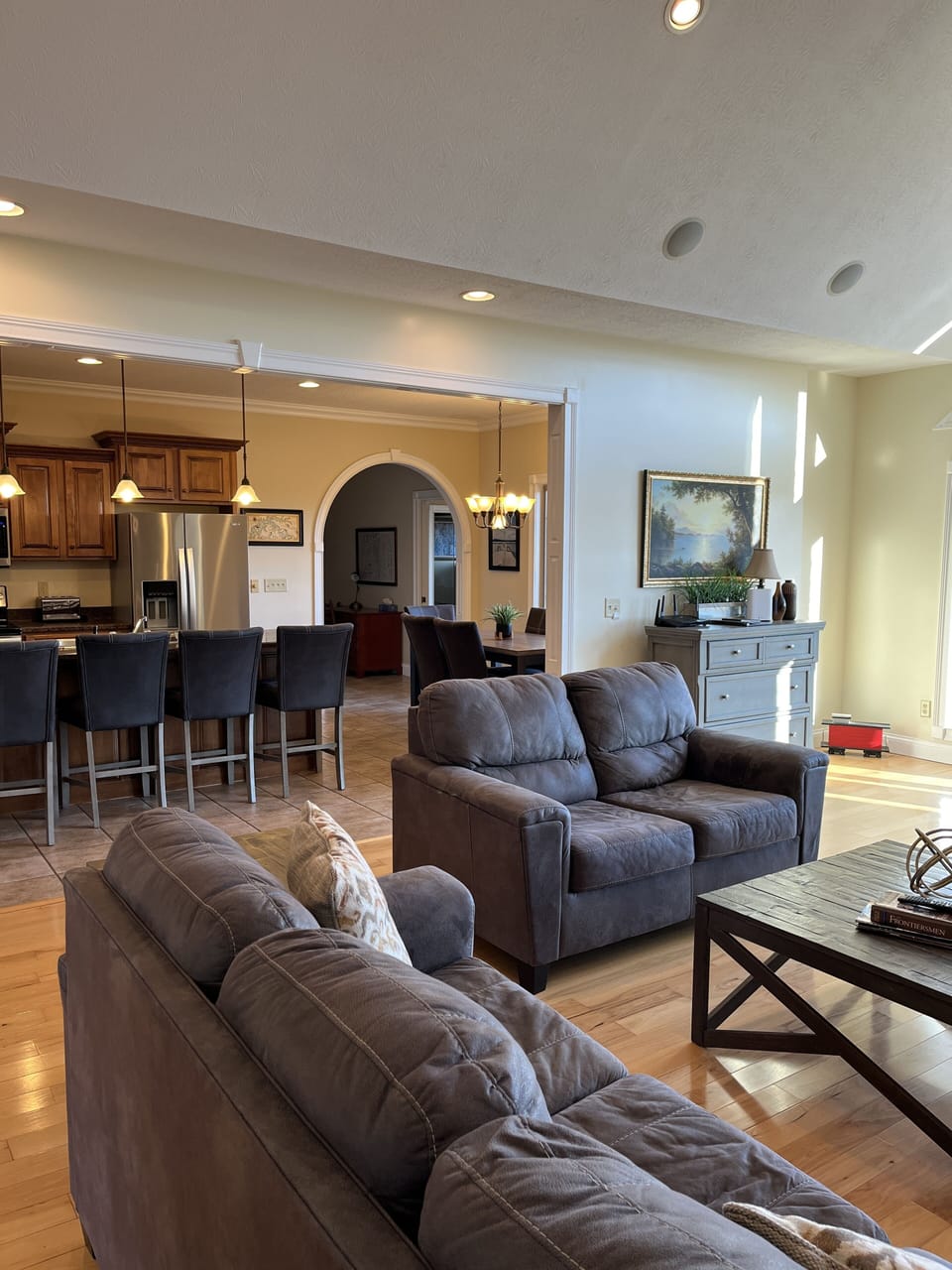 Great room opens to eat in kitchen with seating for 10