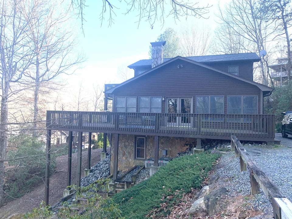 View of house from private parking area