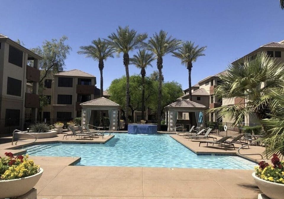 The pool and hot tub 