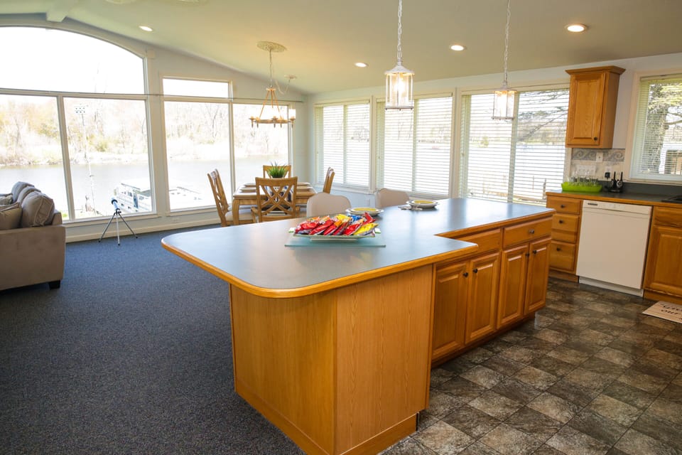 The huge island is great for serving.