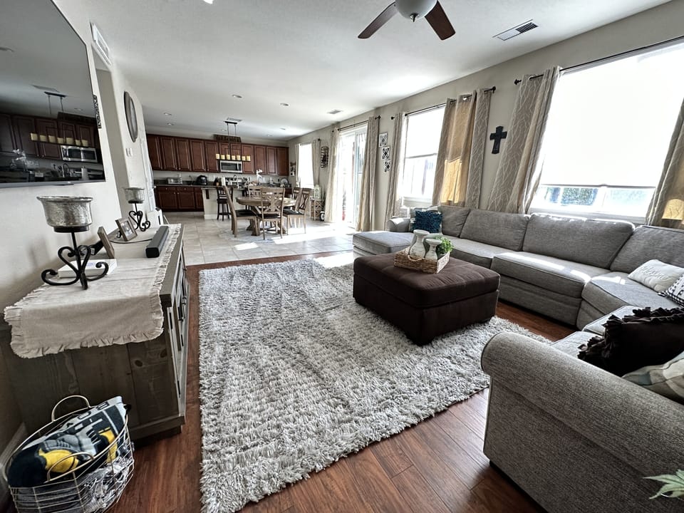 Living room, dining & kitchen space