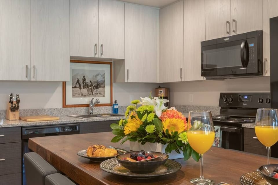 Kitchen with granite countertops