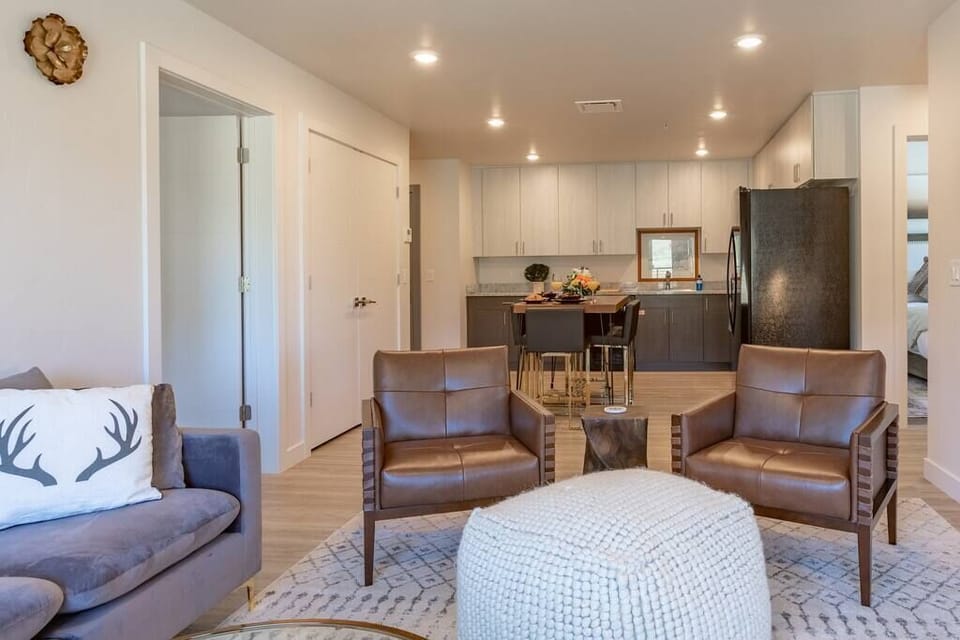 Living Room with leather chairs