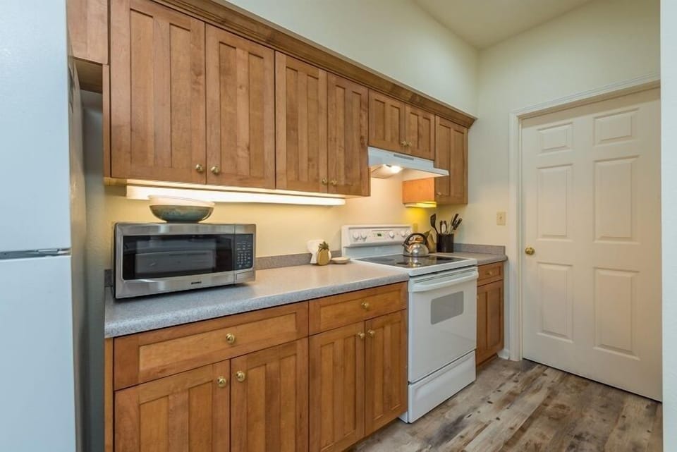 The kitchen has lots of counter space