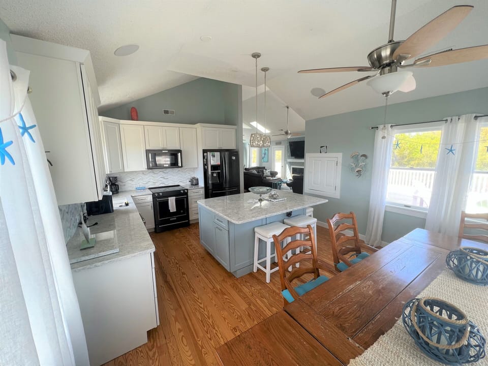 View from kitchen into TV room