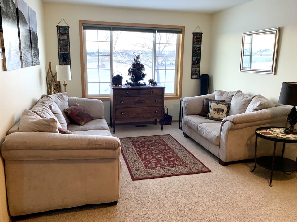 Downstairs living room, adjoins kitchen.