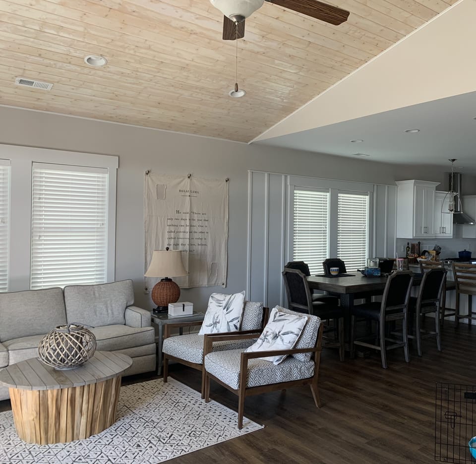 This is the first of two seating areas.  Play games, watch TV, and/or just relax