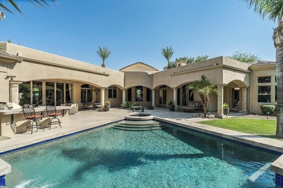 Backyard Patio and Pool Area on Private One Acre Lot