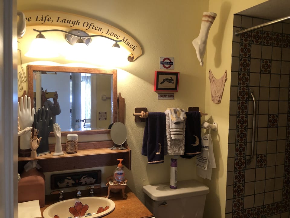 Bathroom with a view of hostess