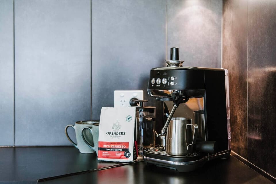 While there's plenty of cafes nearby, if you can't be bothered venturing out, make your morning coffee at home