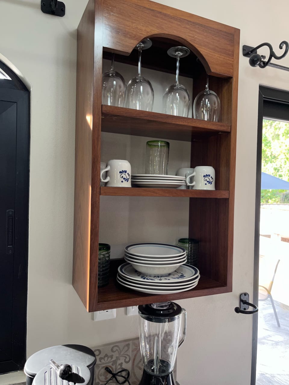 Dishes, and wine glasses supplied.
