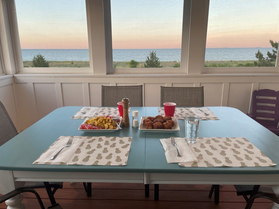 Outdoor dining overlooking the water
