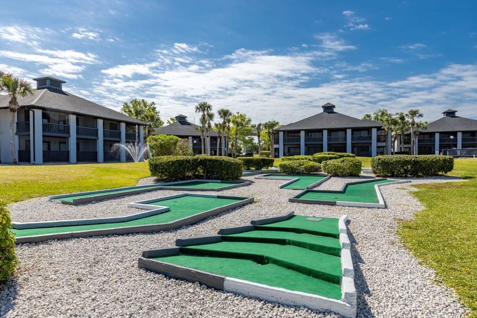 Challenge friends to a playful round before dinner and drinks.