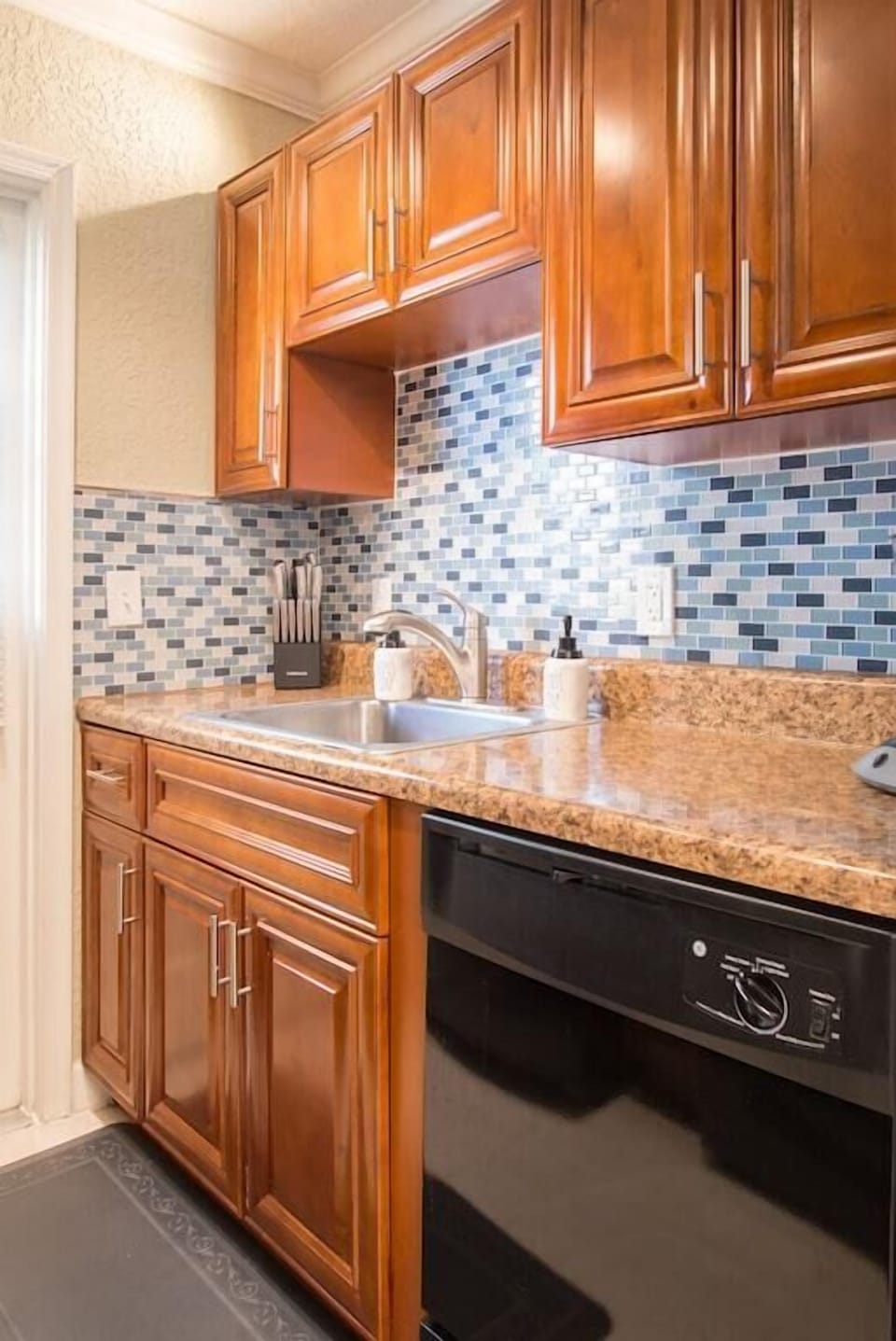 We provide basic necessities such as dish soap, hand soap, a sponge, paper towels, and dishwasher detergent.
