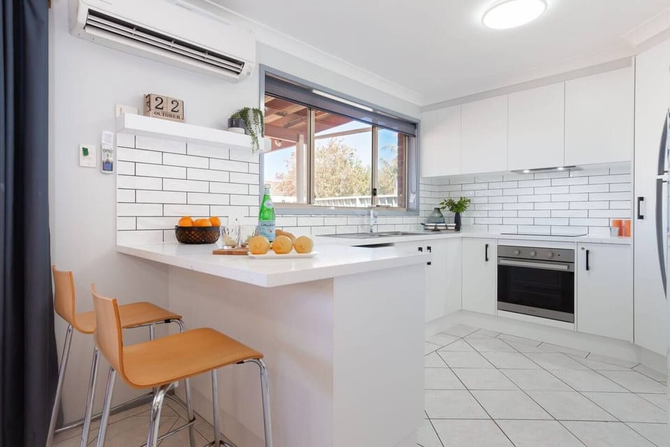 New kitchen with modern appliances.