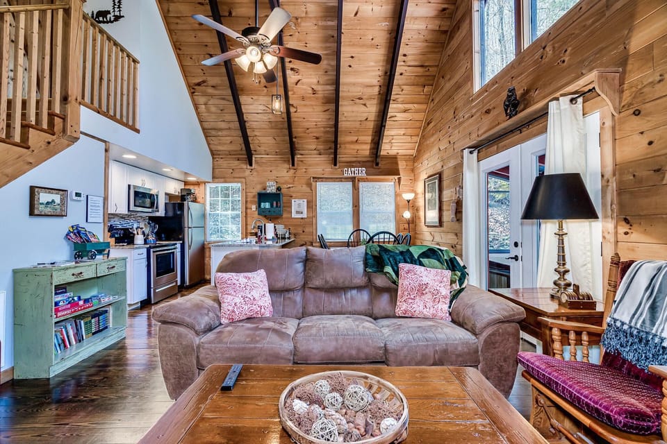 This expansive view greets you when you walk into the cabin!
