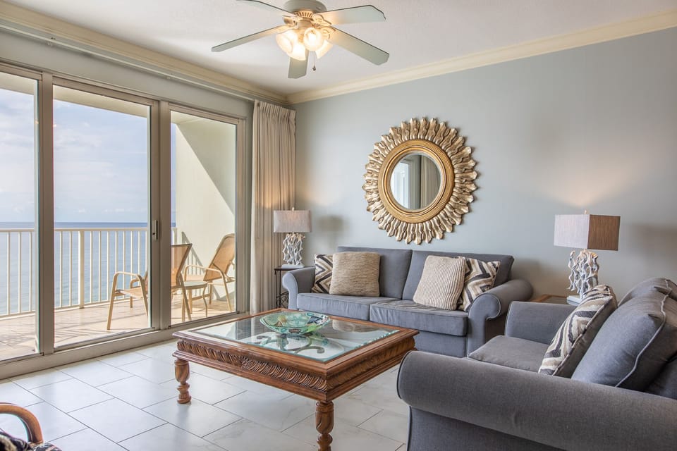 Gulf front living room.