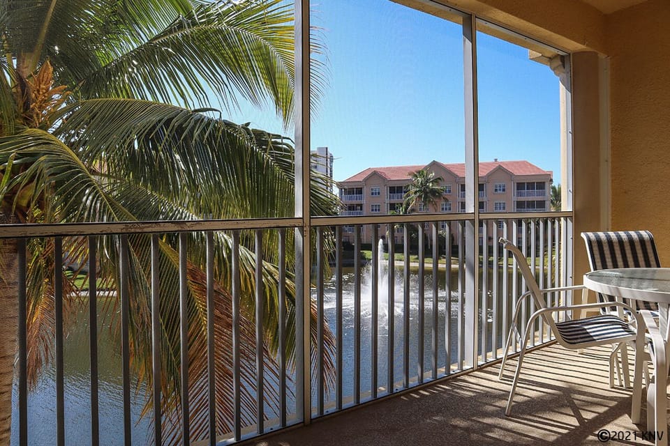 Large Screened In Lanai runs the width of the your vacation condo