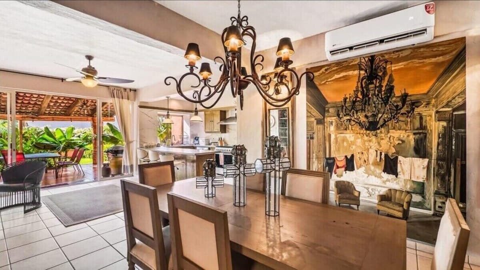 Open area from kitchen to dining to backyard