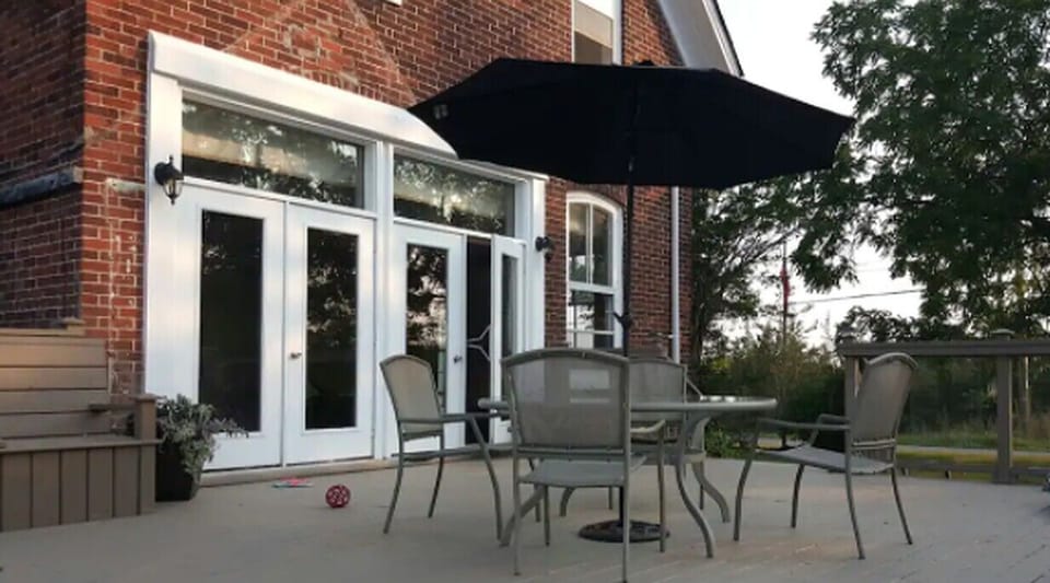 Huge deck with the view easily sits 16 & French Doors to living room
