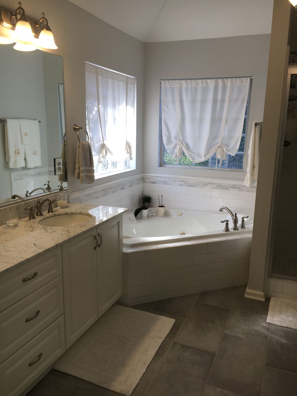Jacuzzi tub and shower in Master bathroom.