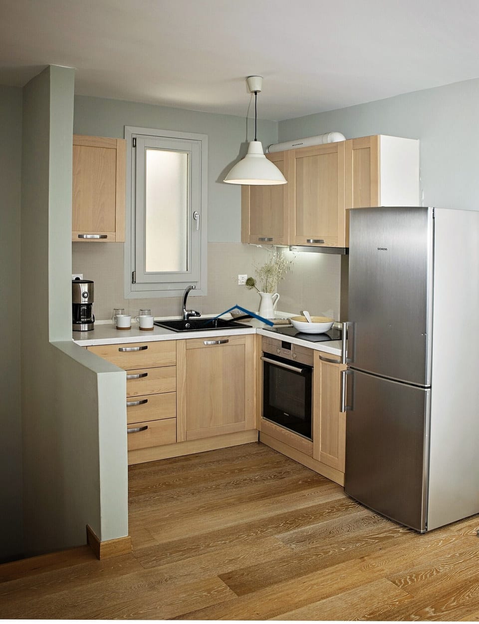 The open plan kitchen