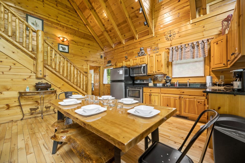 Custom dining table and benches