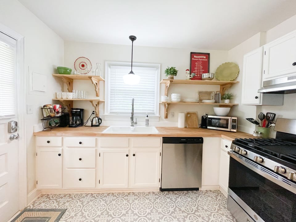 All new stainless steel appliances. Natural gas stove, dishwasher, fridge