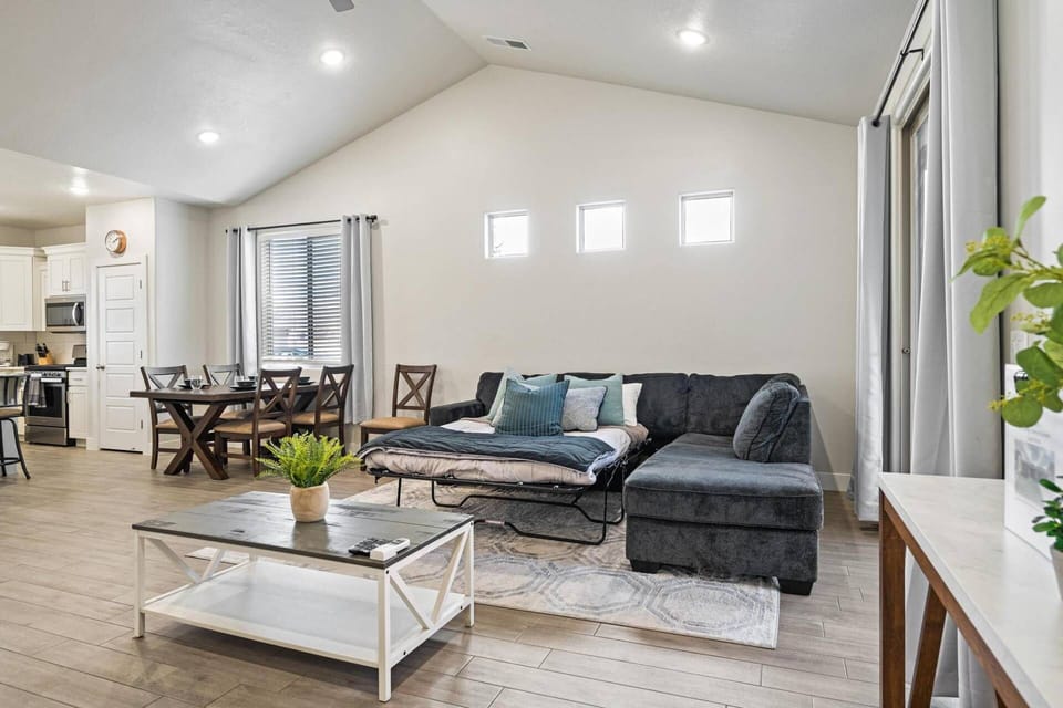 Sofa Sleeper Opens up and can be made with additional Linens from the Closet