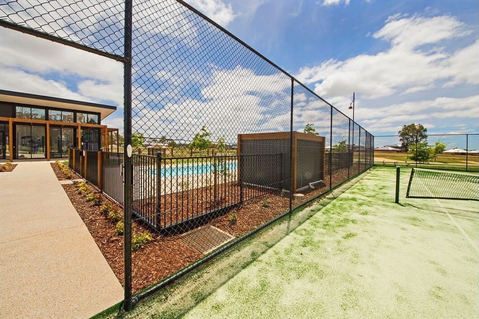 Tennis court and pool