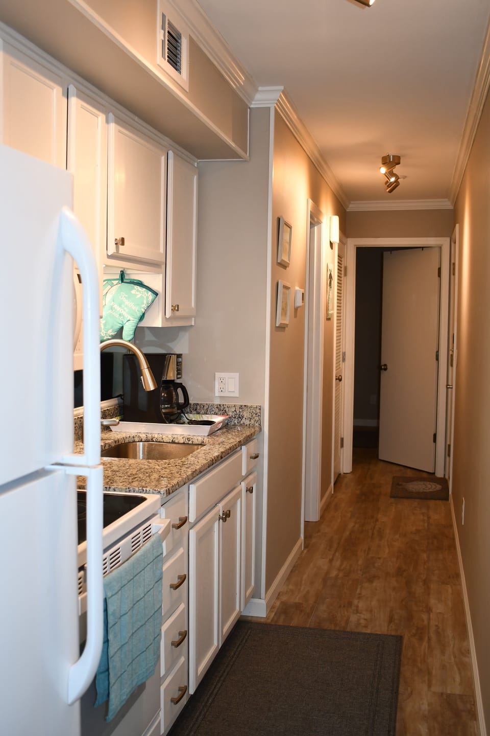 Kitchen and hallway to front door